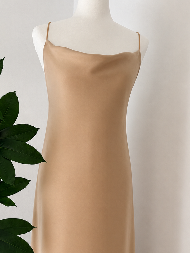 ✨ Vestido Satinado Champagne Elegance✨
